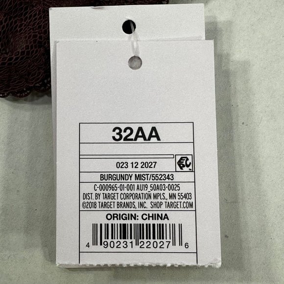 Auden Women's Size 32AA Bra Unlined Balconette Coverage Burgundy New With Tags - Picture 7 of 13